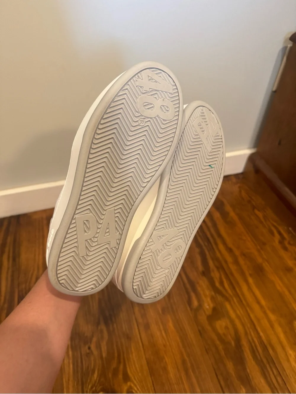 P448 White and Light Gray Thea Platform Sneaker